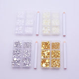 6 Grid Set Colorful Flatback Pearl Beads Nail Art DIY Decoration