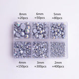 6 Grid Set Colorful Flatback Pearl Beads Nail Art DIY Decoration