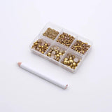 6 Grid Set Colorful Flatback Pearl Beads Nail Art DIY Decoration