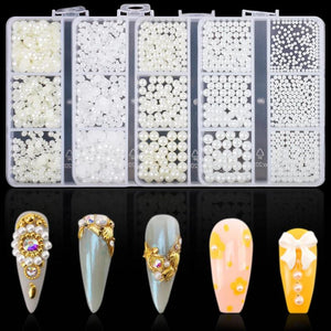 Half Round Pearl Beads Nail Rhinestones For DIY Nail Art Decoration