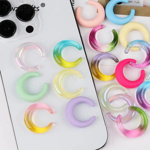 20Pcs Gradient Acrylic Moon Beads For DIY Jewelry Making