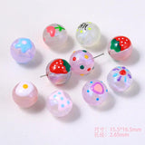 10pcs Hand Painted Acrylic Space Beads for DIY Necklace Making