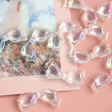10Pcs Transparent Acrylic Bowknot Loose Beads Colorful Plated Bow Spacer
