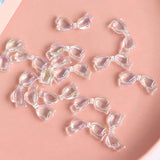 10Pcs Transparent Acrylic Bowknot Loose Beads Colorful Plated Bow Spacer