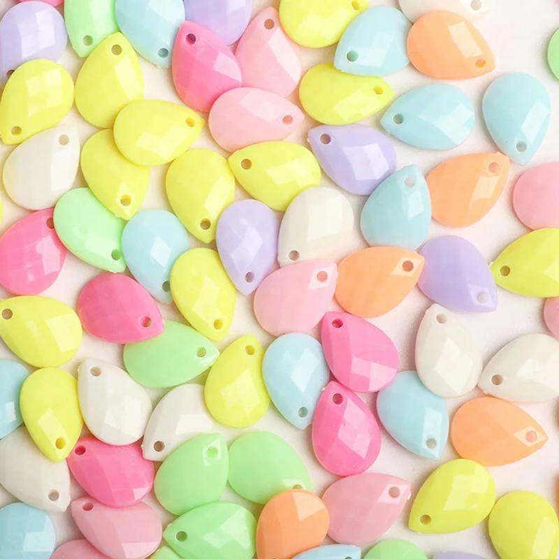 50Pcs Acrylic Water Drop Ripple Shape Beads Multicolour Jewelry Making