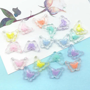 100Pcs Transparent Acrylic Frosted Butterfly Resin DIY Craft Supplies