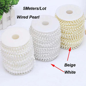 5M Pearl Beads Chain DIY Wedding Party Decor Jewelry Findings