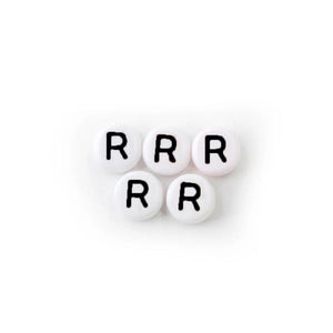 100-500PCS White+Black Letter Beads A-Z Round Acrylic for Jewelry