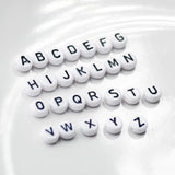 100-500PCS White+Black Letter Beads A-Z Round Acrylic for Jewelry