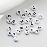 100-500PCS White+Black Letter Beads A-Z Round Acrylic for Jewelry