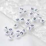 100-500PCS White+Black Letter Beads A-Z Round Acrylic for Jewelry