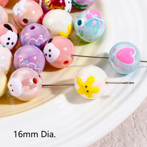 DIY Charm Jewelry Making Mixed Acrylic Beads Round Heart Enamel 16mm