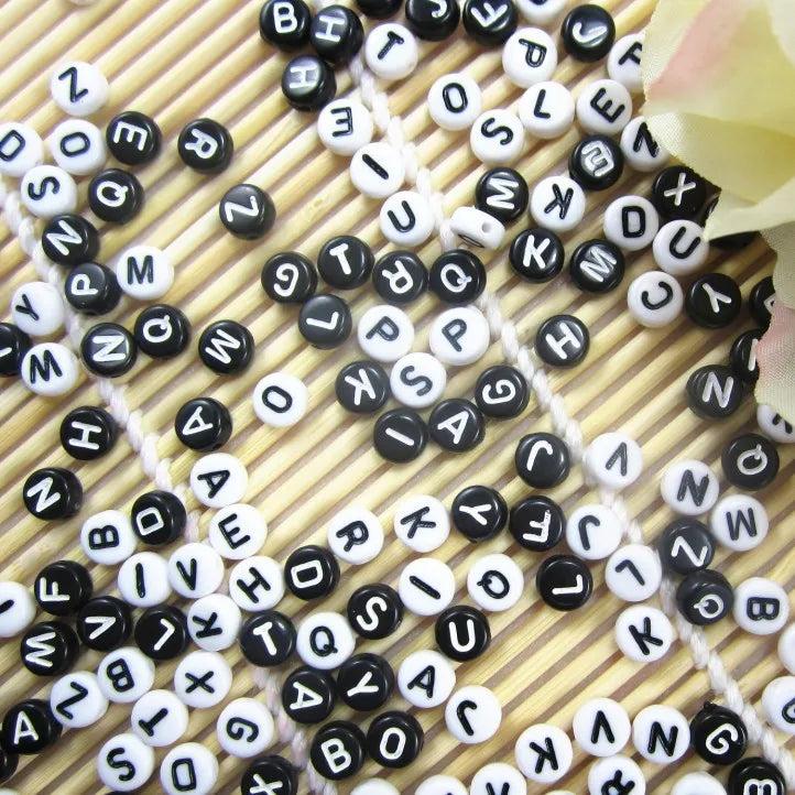 Mixed Acrylic Alphabet Spacer Beads DIY Flat Round 7mm