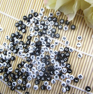 Mixed Acrylic Alphabet Spacer Beads DIY Flat Round 7mm