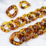 10Pcs Amber Flat Twisted Chain Keychain DIY Jewelry Making
