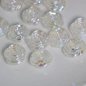UV Plating Acrylic Rose Crystal Beads for DIY Manicure Decorations