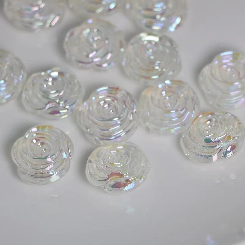 UV Plating Acrylic Rose Crystal Beads for DIY Manicure Decorations