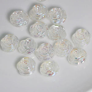 UV Plating Acrylic Rose Crystal Beads for DIY Manicure Decorations