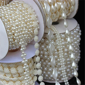 Multi-Size ABS Pearl Beads Chain Trim for DIY Wedding Dress Costume Applique