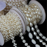 Multi-Size ABS Pearl Beads Chain Trim for DIY Wedding Dress Costume Applique