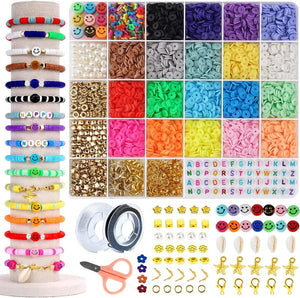 Polymer Clay Beads Kit for Bracelets with Smiley Face Letters DIY Jewelry