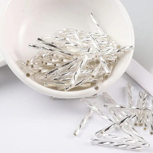 36Pcs/Lot 2.5mm*25mm Czech Twist Bugles Glass Tube Seed Beads