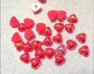 100pc 10mm Resin ABS Heart Flatback Pearl Beads DIY Accessory Jewelry Making