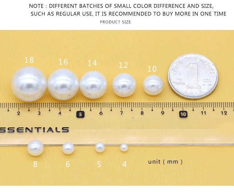 High Bright No Hole DIY Garment Beads Pearl ABS Round Beads Craft Jewelry