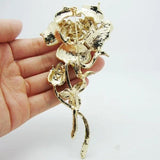 Charm Pink Zircon Rose Flower Brooch Pin for Ladies Temperament