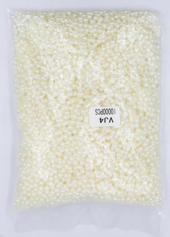 2mm~25mm Pearl Beige Flat Back ABS Round Half Pearl Beads