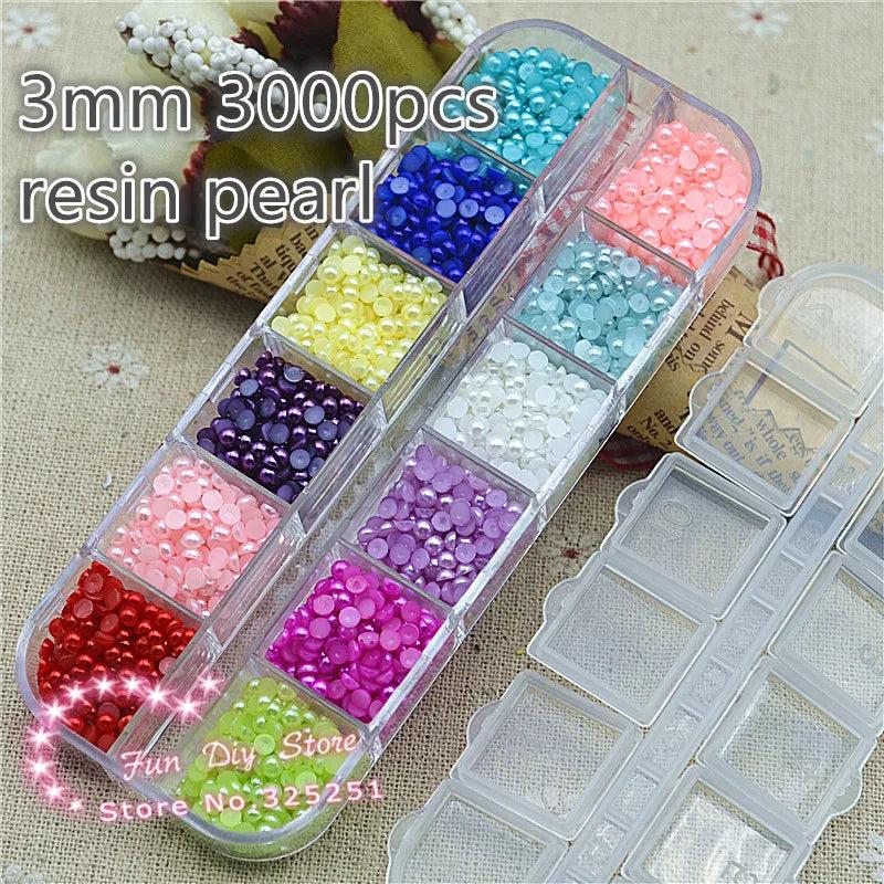 3mm 3000pcs Pearl Box ABS Loose Beads Plain
