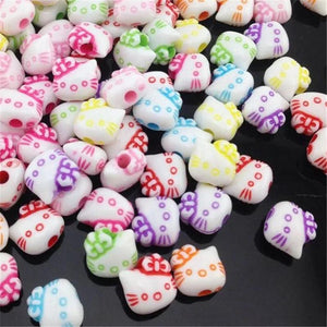 100pcs 11mm Acrylic Knotbow Spacer Beads Mixed Colors