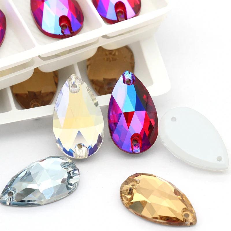 11x18mm Sew On Glass Crystal Rhinestones for DIY Wedding Dress Garment