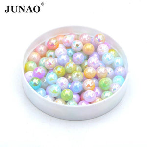 100pcs 8mm Colorful Round ABS Pearl Beads With Hole for Sewing Clothing