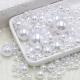 3-12mm White/Ivory Pearl Beads, Straight Holes, for Needlework & Jewelry Making