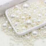 3-12mm White/Ivory Pearl Beads, Straight Holes, for Needlework & Jewelry Making