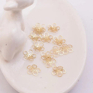 50pcs 10mm Beads Caps Leaf Shape Plum Blossom End Cap DIY Brass Jewelry