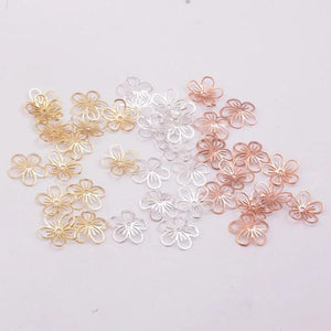 50pcs 10mm Beads Caps Leaf Shape Plum Blossom End Cap DIY Brass Jewelry