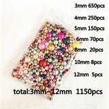 3-12mm White/Pearl Plastic Pearl Beads Mix 1150pcs