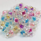 50 Mixed AB Acrylic Faceted Mouse Face Chunky Beads 15mm Inside
