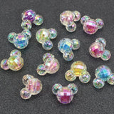 50 Mixed AB Acrylic Faceted Mouse Face Chunky Beads 15mm Inside