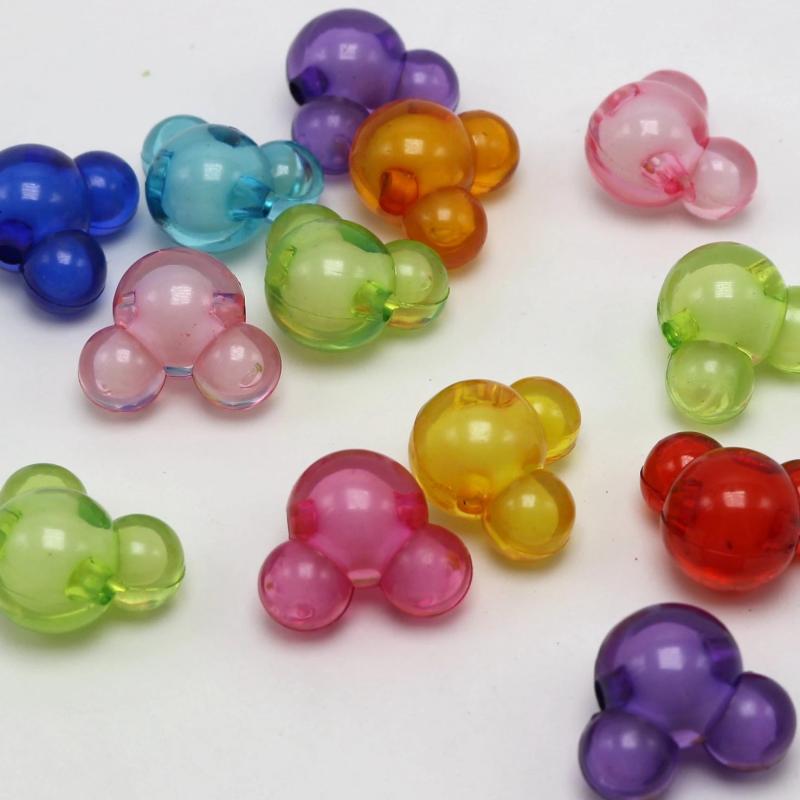 25 Mixed Acrylic Mouse Face Chunky Beads 22X18mm Various Style Bead Inside