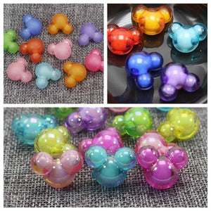 25 Mixed Acrylic Mouse Face Chunky Beads 22X18mm Various Style Bead Inside
