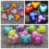 25 Mixed Acrylic Mouse Face Chunky Beads 22X18mm Various Style Bead Inside