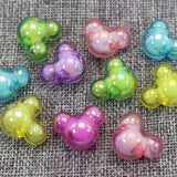 25 Mixed Acrylic Mouse Face Chunky Beads 22X18mm Various Style Bead Inside
