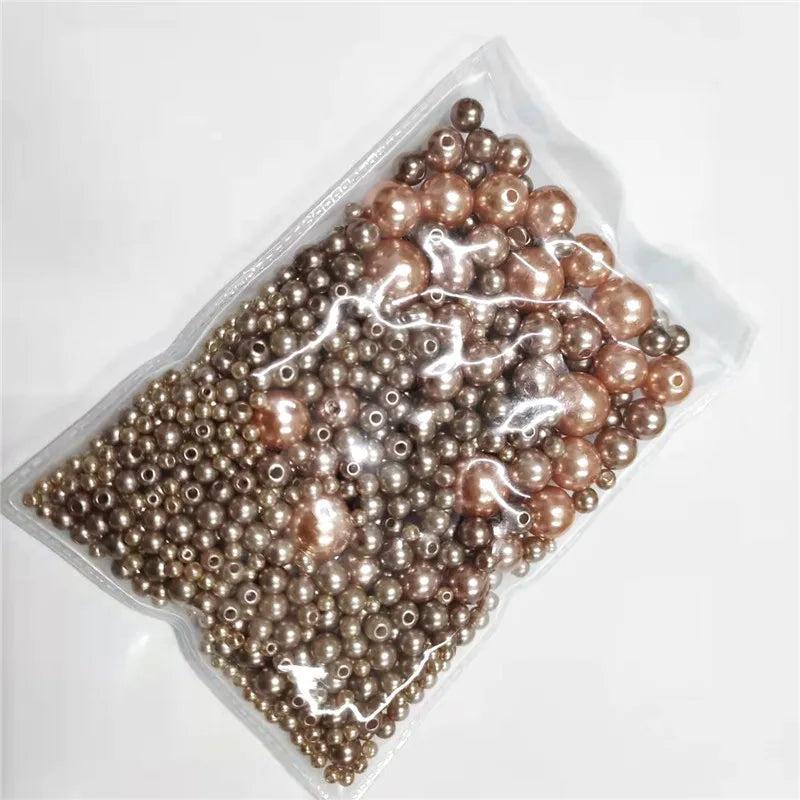 3-12mm White/Pearl Round Beads 1150pcs for Needlework & Jewelry Making