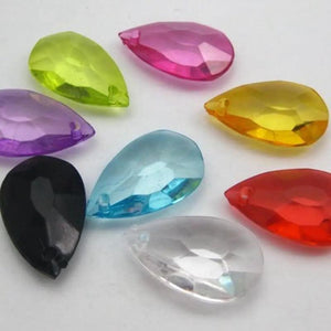 50 Transparent Acrylic Teardrop Beads Charms Pendants 26mm Mixed Colour