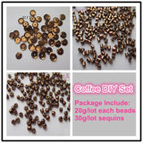 Coffee DIY Set 2mm Seed Beads + 6mm Cup Sequins Jewelry Making