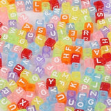 Mixed Letter Acrylic Beads Flat Round Alphabet Digital Cube Loose Spacer Beads