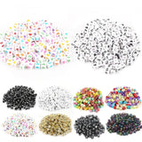 Mixed Letter Acrylic Beads Flat Round Alphabet Digital Cube Loose Spacer Beads